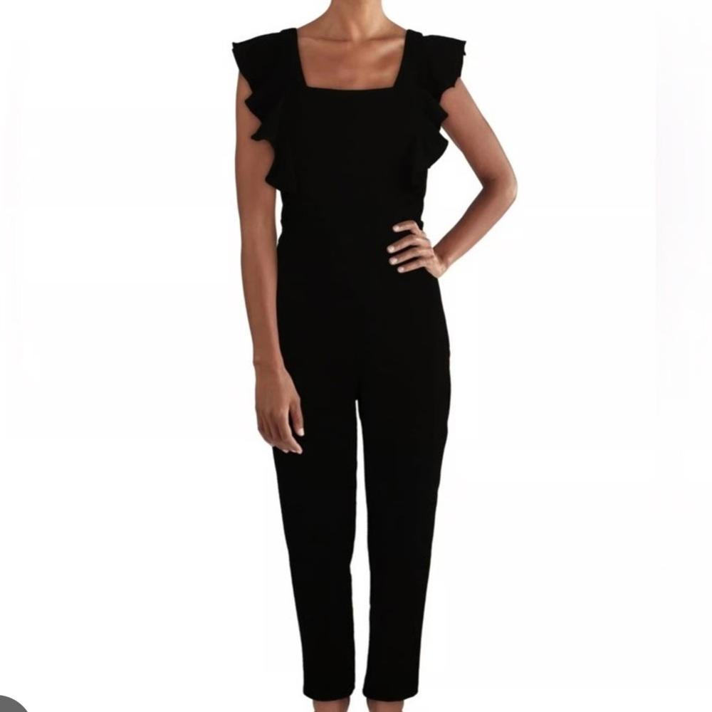 Aqua Black Ruffled Jumpsuit